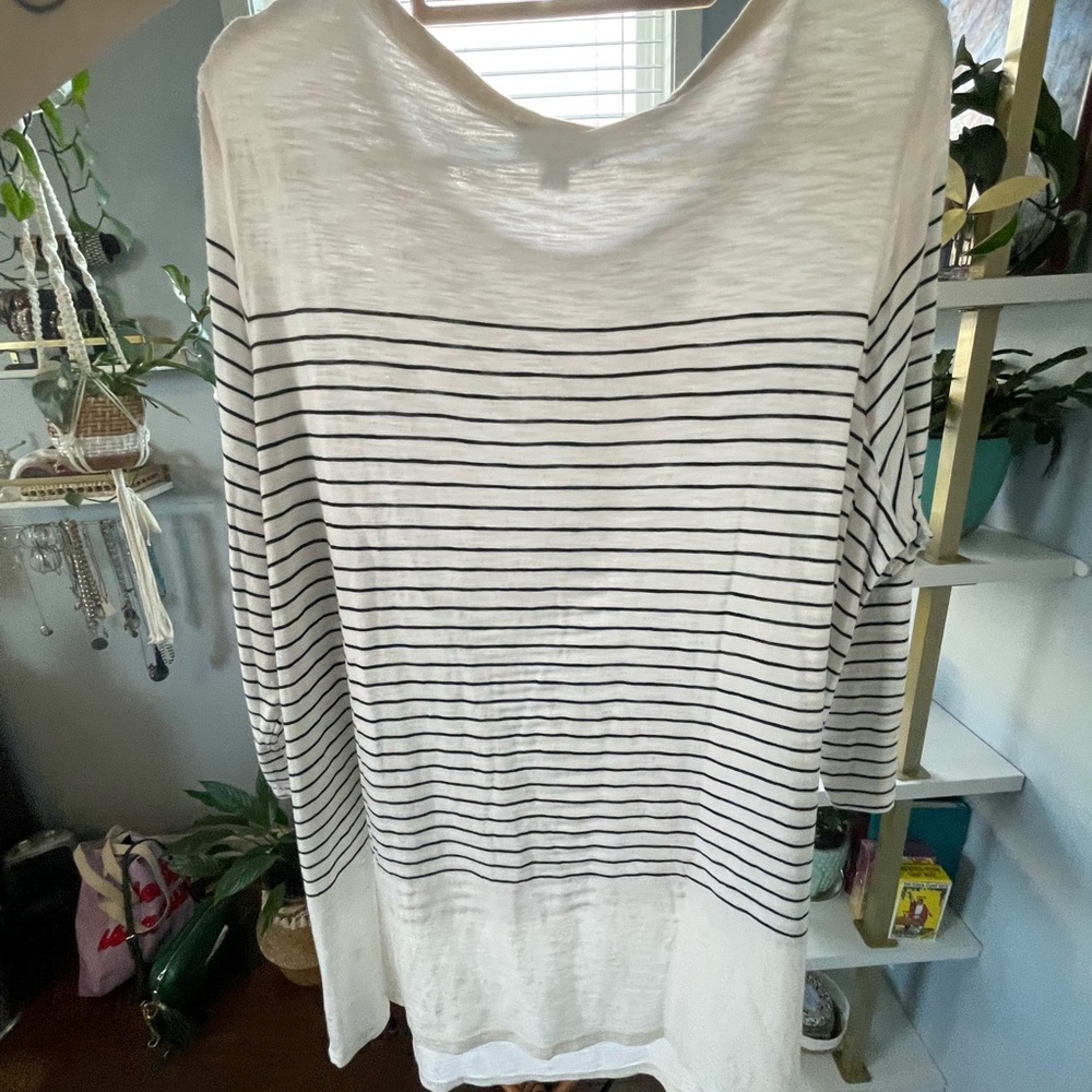 J. Jill Striped White and Black Women's Top 1X - Picture 3 of 9